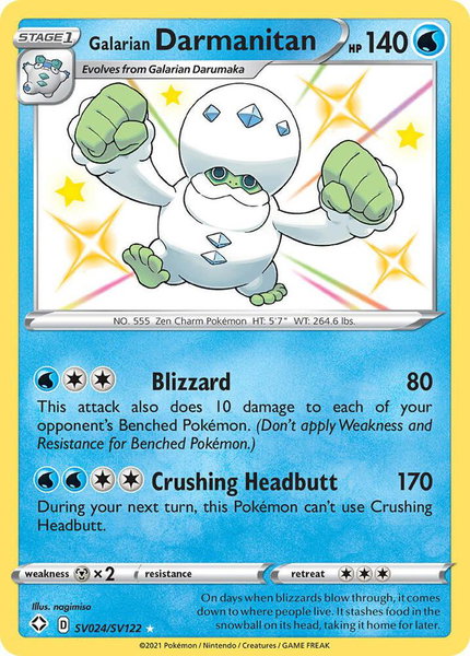 Galarian Darmanitan trading card from Shining Fates: Shiny Vault Galarian Darmanitan - Shining Fates: Shiny Vault Pokémon trading card