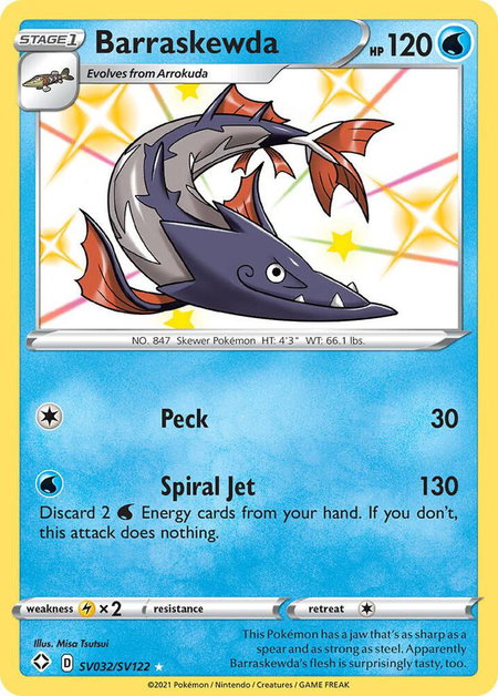 Barraskewda trading card from Shining Fates: Shiny Vault Barraskewda - Shining Fates: Shiny Vault Pokémon trading card