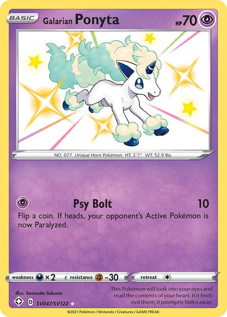 Galarian Ponyta trading card from Shining Fates: Shiny Vault Galarian Ponyta - Shining Fates: Shiny Vault Pokémon trading card