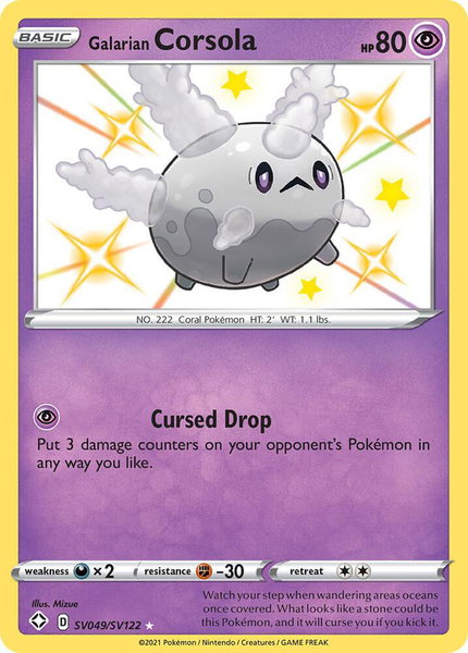 Galarian Corsola trading card from Shining Fates: Shiny Vault Galarian Corsola - Shining Fates: Shiny Vault Pokémon trading card
