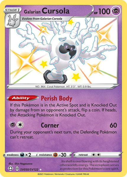 Galarian Cursola trading card from Shining Fates: Shiny Vault Galarian Cursola - Shining Fates: Shiny Vault Pokémon trading card