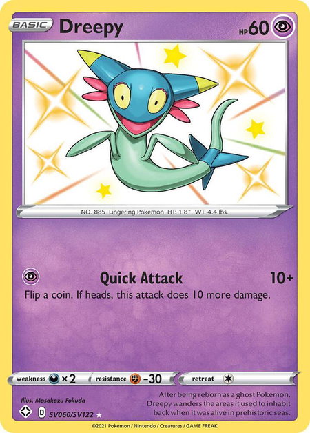 Dreepy trading card from Shining Fates: Shiny Vault Dreepy - Shining Fates: Shiny Vault Pokémon trading card