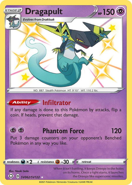 Dragapult trading card from Shining Fates: Shiny Vault Dragapult - Shining Fates: Shiny Vault Pokémon trading card