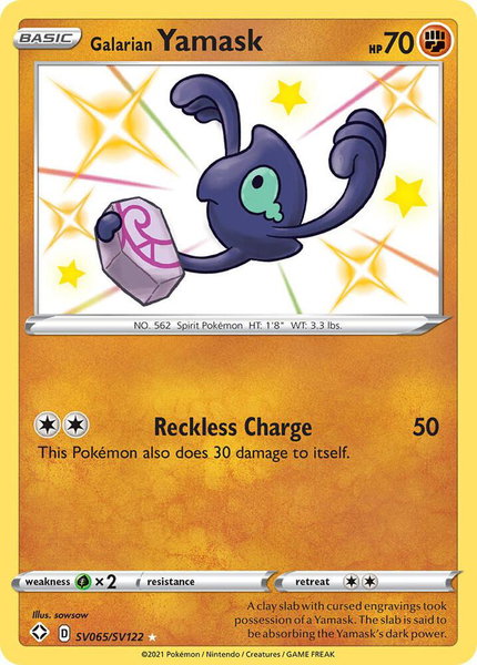 Galarian Yamask trading card from Shining Fates: Shiny Vault Galarian Yamask - Shining Fates: Shiny Vault Pokémon trading card