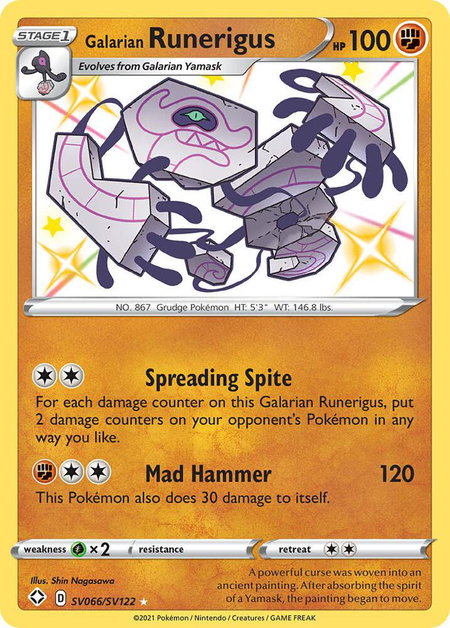 Galarian Runerigus trading card from Shining Fates: Shiny Vault Galarian Runerigus - Shining Fates: Shiny Vault Pokémon trading card