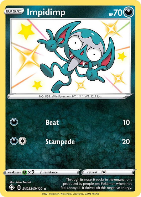 Impidimp trading card from Shining Fates: Shiny Vault Impidimp - Shining Fates: Shiny Vault Pokémon trading card