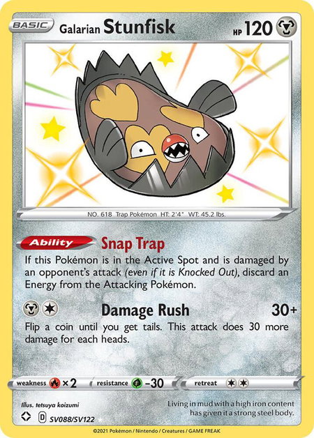 Galarian Stunfisk trading card from Shining Fates: Shiny Vault Galarian Stunfisk - Shining Fates: Shiny Vault Pokémon trading card