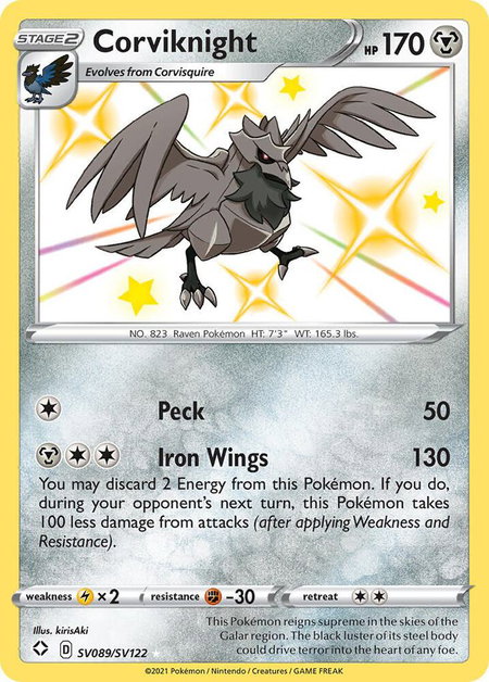 Corviknight trading card from Shining Fates: Shiny Vault Corviknight - Shining Fates: Shiny Vault Pokémon trading card
