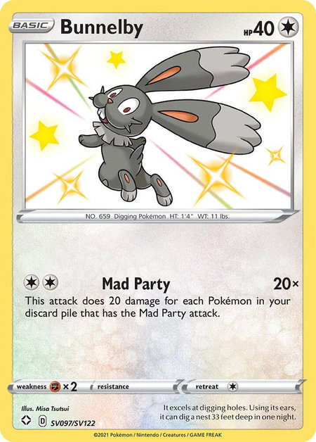 Bunnelby trading card from Shining Fates: Shiny Vault Bunnelby - Shining Fates: Shiny Vault Pokémon trading card
