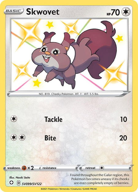 Skwovet - Shining Fates: Shiny Vault Pokémon trading card