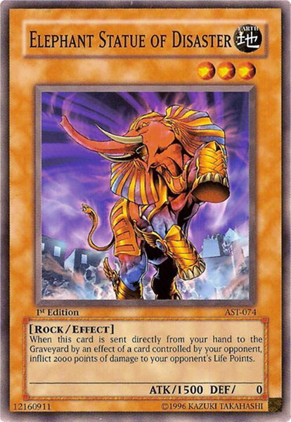 Elephant Statue of Disaster trading card from Ancient Sanctuary Elephant Statue of Disaster - Ancient Sanctuary YuGiOh trading card