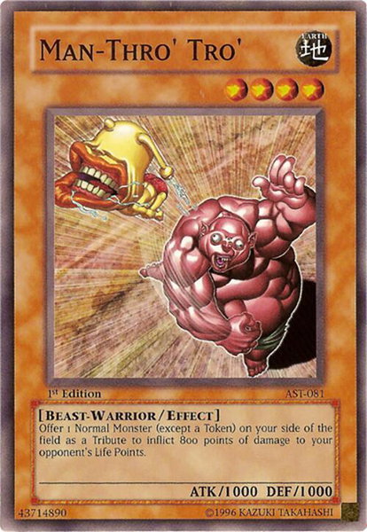 Man-Thro' Tro' trading card from Ancient Sanctuary Man-Thro' Tro' - Ancient Sanctuary YuGiOh trading card