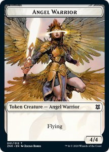 Angel Warrior // Shark Double-Sided Token (Challenger 2021) - Unique and Miscellaneous Promos (UMP) #1 // 7 - Token Magic: The Gathering Trading Card