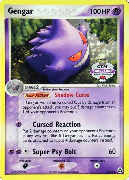 Gengar - 5/92 (Gym Challenge) - League & Championship Cards Pokémon trading card