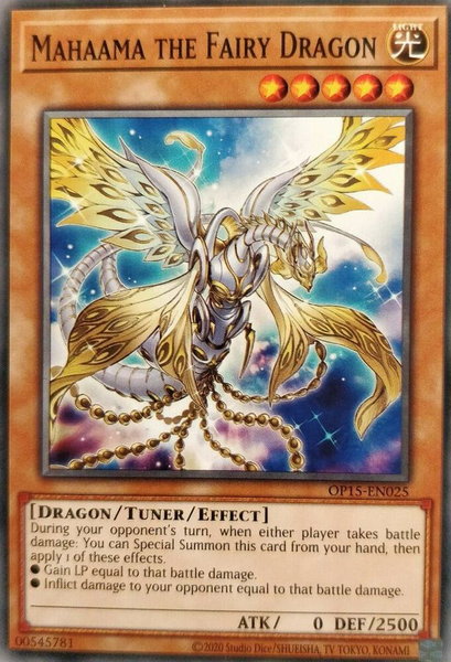 Mahaama the Fairy Dragon trading card from OTS Tournament Pack 15 Mahaama the Fairy Dragon - OTS Tournament Pack 15 YuGiOh trading card