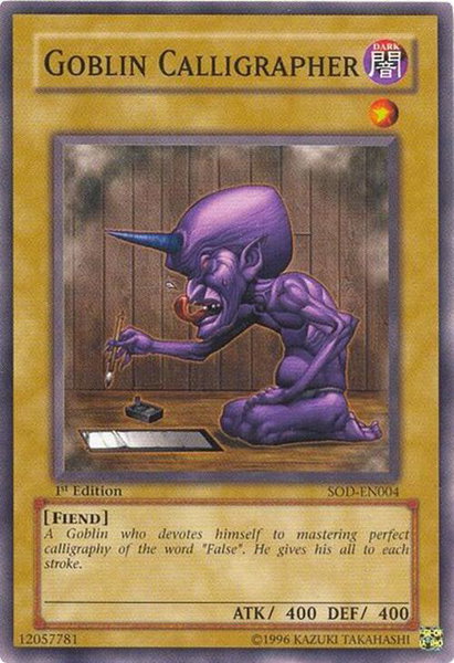 Goblin Calligrapher trading card from Soul of the Duelist Goblin Calligrapher - Soul of the Duelist YuGiOh trading card