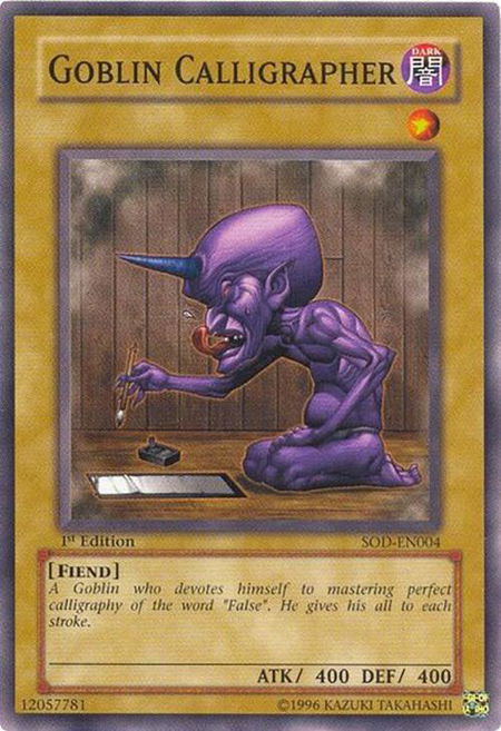 Goblin Calligrapher - Soul of the Duelist YuGiOh trading card