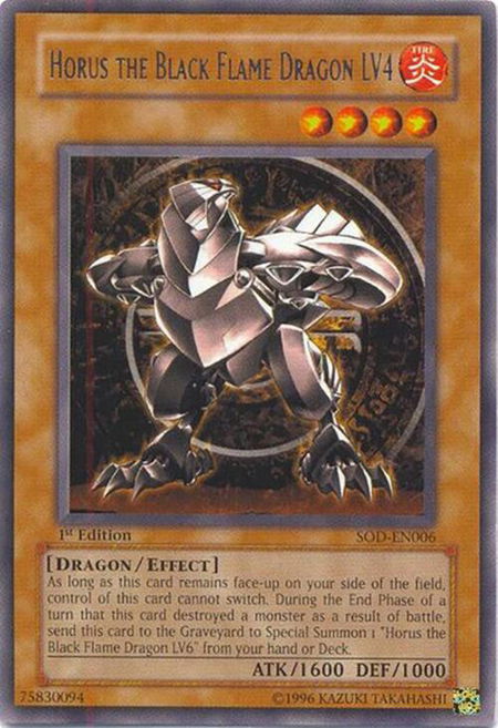 Horus The Black Flame Dragon LV4 - Soul of the Duelist YuGiOh trading card