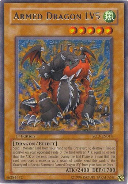 Armed Dragon LV5 trading card from Soul of the Duelist Armed Dragon LV5 - Soul of the Duelist YuGiOh trading card