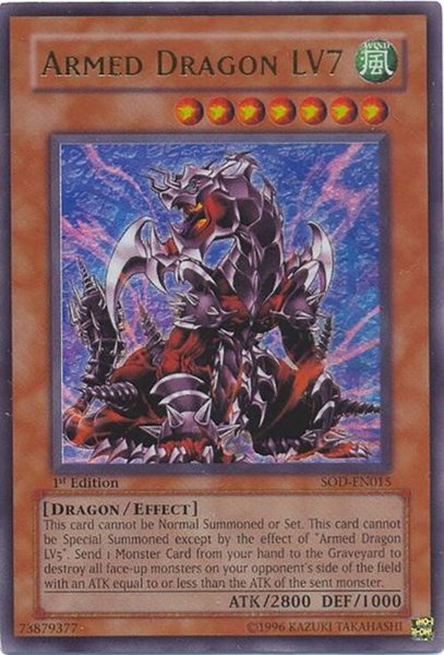 Armed Dragon LV7 trading card from Soul of the Duelist Armed Dragon LV7 - Soul of the Duelist YuGiOh trading card