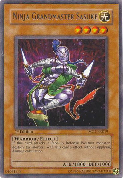 Ninja Grandmaster Sasuke trading card from Soul of the Duelist Ninja Grandmaster Sasuke - Soul of the Duelist YuGiOh trading card