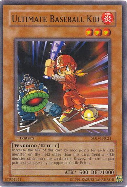 Ultimate Baseball Kid trading card from Soul of the Duelist Ultimate Baseball Kid - Soul of the Duelist YuGiOh trading card