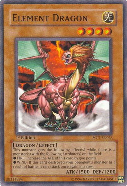 Element Dragon trading card from Soul of the Duelist Element Dragon - Soul of the Duelist YuGiOh trading card