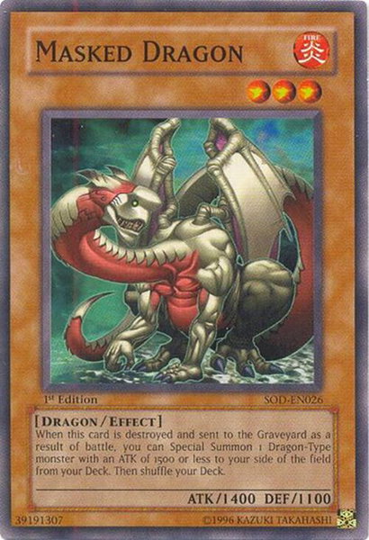 Masked Dragon trading card from Soul of the Duelist Masked Dragon - Soul of the Duelist YuGiOh trading card