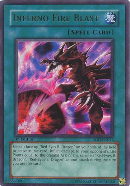 Inferno Fire Blast trading card from Soul of the Duelist Inferno Fire Blast - Soul of the Duelist YuGiOh trading card