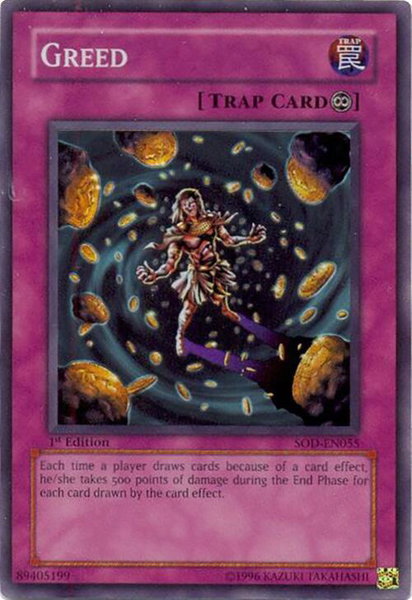 Greed trading card from Soul of the Duelist Greed - Soul of the Duelist YuGiOh trading card