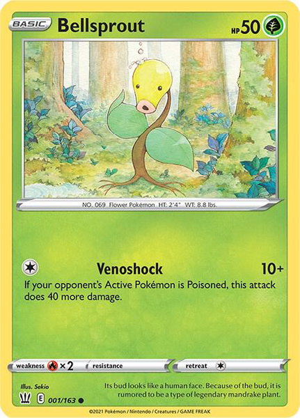 Bellsprout trading card from SWSH05: Battle Styles Bellsprout - SWSH05: Battle Styles Pokémon trading card