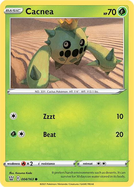 Cacnea trading card from SWSH05: Battle Styles Cacnea - SWSH05: Battle Styles Pokémon trading card