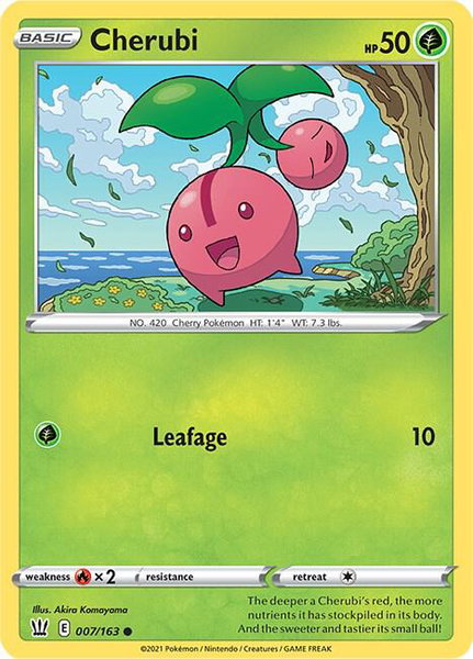Cherubi trading card from SWSH05: Battle Styles Cherubi - SWSH05: Battle Styles Pokémon trading card