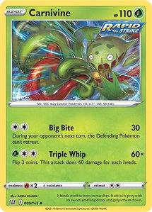 Carnivine - SWSH05: Battle Styles (SWSH05) #009/163 - Uncommon Pokémon Trading Card