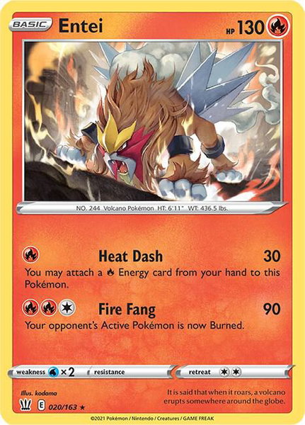 Entei trading card from SWSH05: Battle Styles Entei - SWSH05: Battle Styles Pokémon trading card