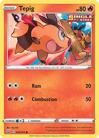 Tepig - SWSH05: Battle Styles (SWSH05) #023/163 - Common Pokémon Trading Card
