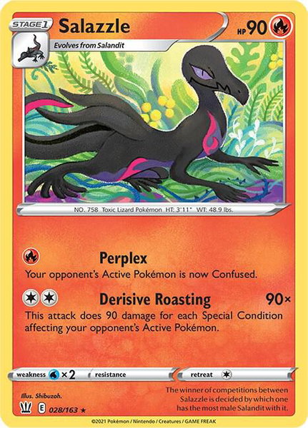 Salazzle trading card from SWSH05: Battle Styles Salazzle - SWSH05: Battle Styles Pokémon trading card