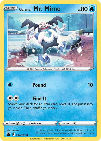 Galarian Mr. Mime trading card from SWSH05: Battle Styles Galarian Mr. Mime - SWSH05: Battle Styles Pokémon trading card