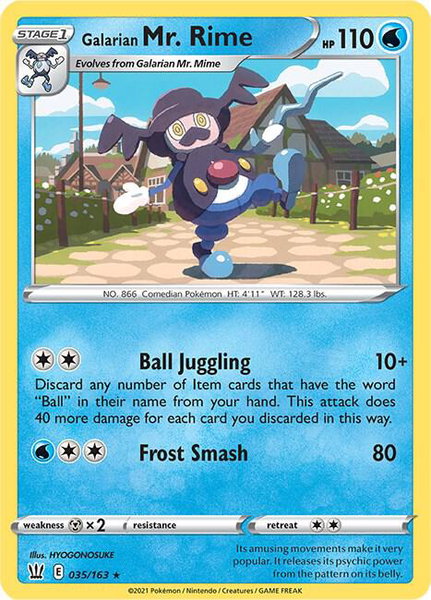 Galarian Mr. Rime trading card from SWSH05: Battle Styles Galarian Mr. Rime - SWSH05: Battle Styles Pokémon trading card