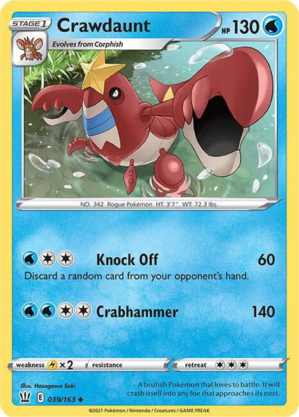 Crawdaunt trading card from SWSH05: Battle Styles Crawdaunt - SWSH05: Battle Styles Pokémon trading card
