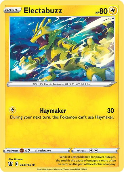 Electabuzz trading card from SWSH05: Battle Styles Electabuzz - SWSH05: Battle Styles Pokémon trading card
