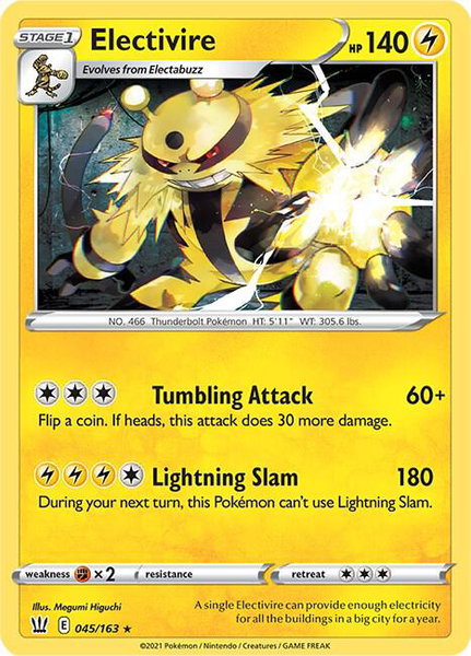 Electivire trading card from SWSH05: Battle Styles Electivire - SWSH05: Battle Styles Pokémon trading card