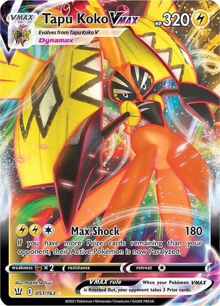 Tapu Koko VMAX - SWSH05: Battle Styles Pokémon trading card
