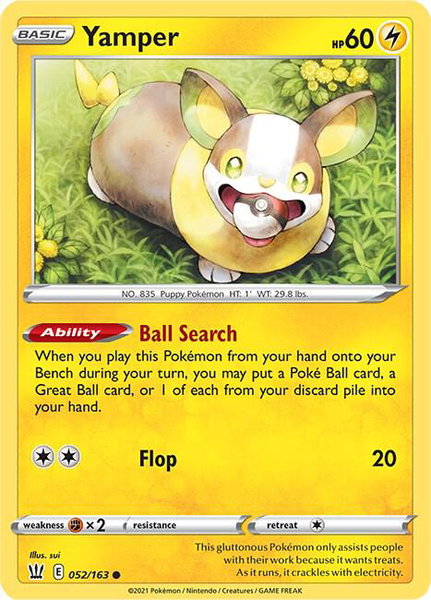 Yamper trading card from SWSH05: Battle Styles Yamper - SWSH05: Battle Styles Pokémon trading card