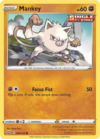 Mankey - SWSH05: Battle Styles (SWSH05) #066/163 - Common Pokémon Trading Card