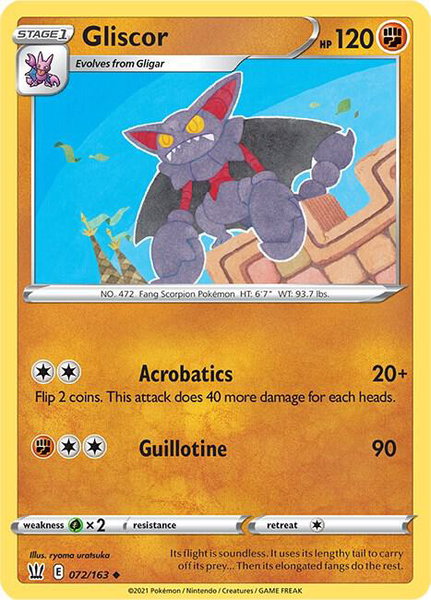 Gliscor trading card from SWSH05: Battle Styles Gliscor - SWSH05: Battle Styles Pokémon trading card