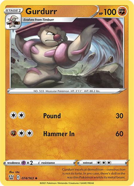 Gurdurr - SWSH05: Battle Styles Pokémon trading card
