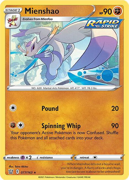 Mienshao - SWSH05: Battle Styles Pokémon trading card
