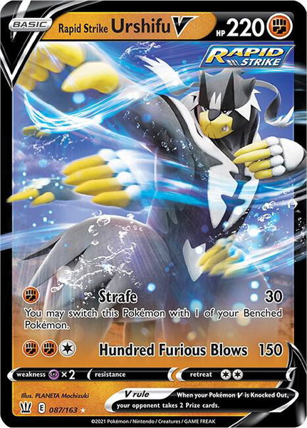 Rapid Strike Urshifu V trading card from SWSH05: Battle Styles Rapid Strike Urshifu V - SWSH05: Battle Styles Pokémon trading card