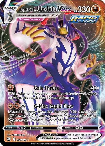 Rapid Strike Urshifu VMAX trading card from SWSH05: Battle Styles Rapid Strike Urshifu VMAX - SWSH05: Battle Styles Pokémon trading card
